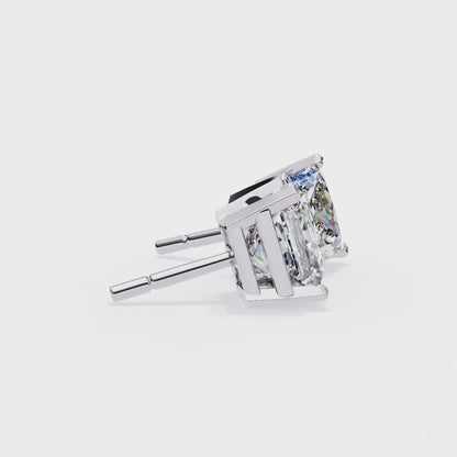 3.00ct Lab Grown Princess Cut Diamond Stud Earrings