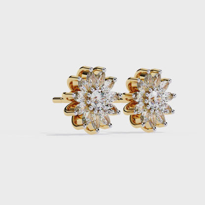 Floral Marquise Lab Grown Diamond Stud Earrings