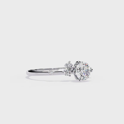 Asymmetrical Cluster Lab-Grown Diamond Ring