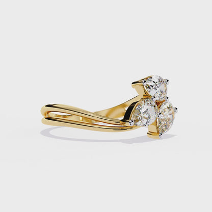 Elegant Three-Stone Pear Lab Grown Diamond Ring