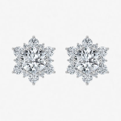 Lab Grown Diamond Snow Flake Design Earrings (0.75ct-1ct)