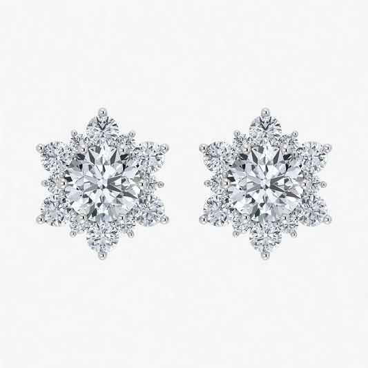 Pendientes de copos de nieve con diamantes cultivados en laboratorio (0,75 ct-1 ct)