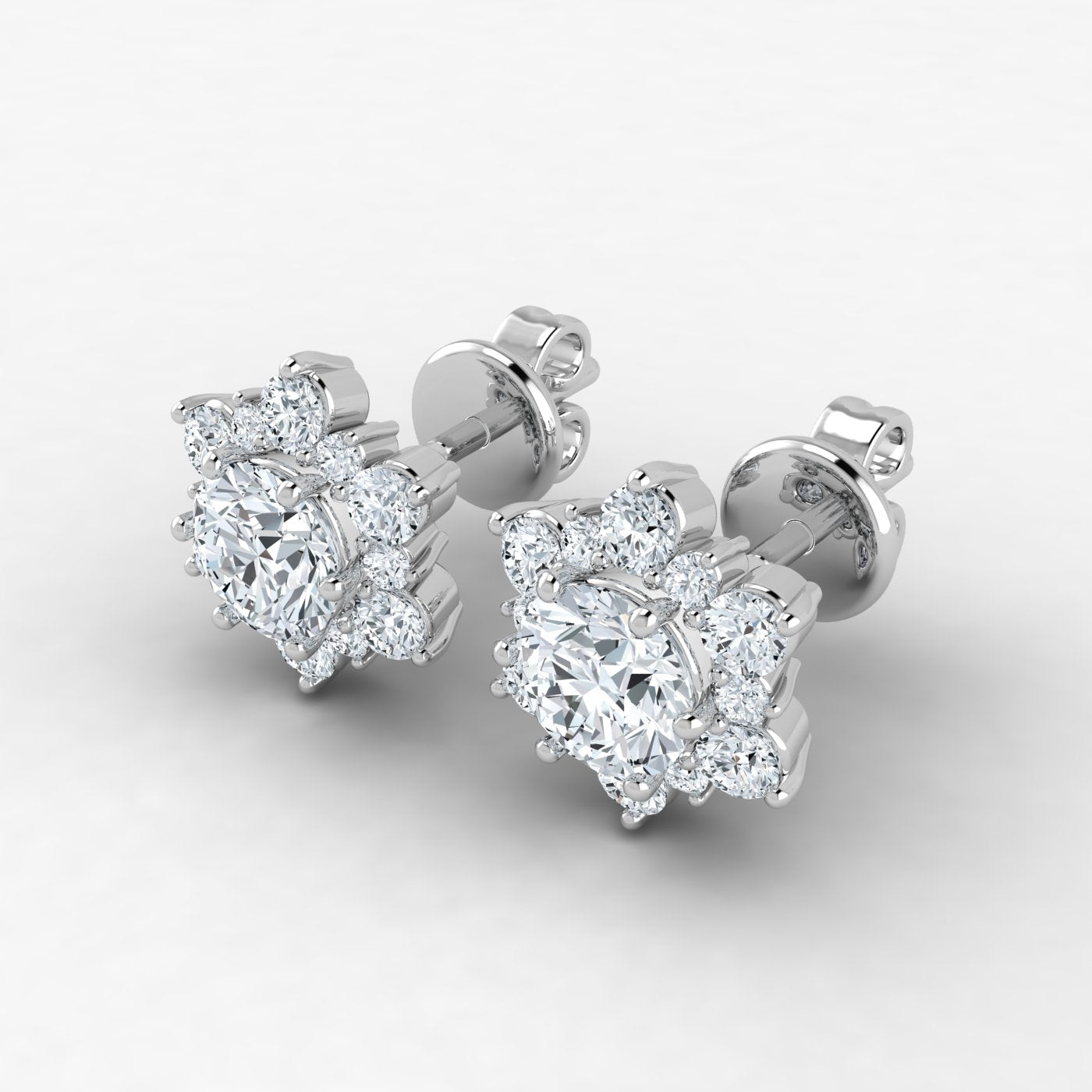 Lab Grown Diamond Snow Flake Design Earrings (0.75ct-1ct)