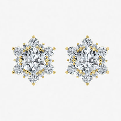 Lab Grown Diamond Snow Flake Design Earrings (0.75ct-1ct)